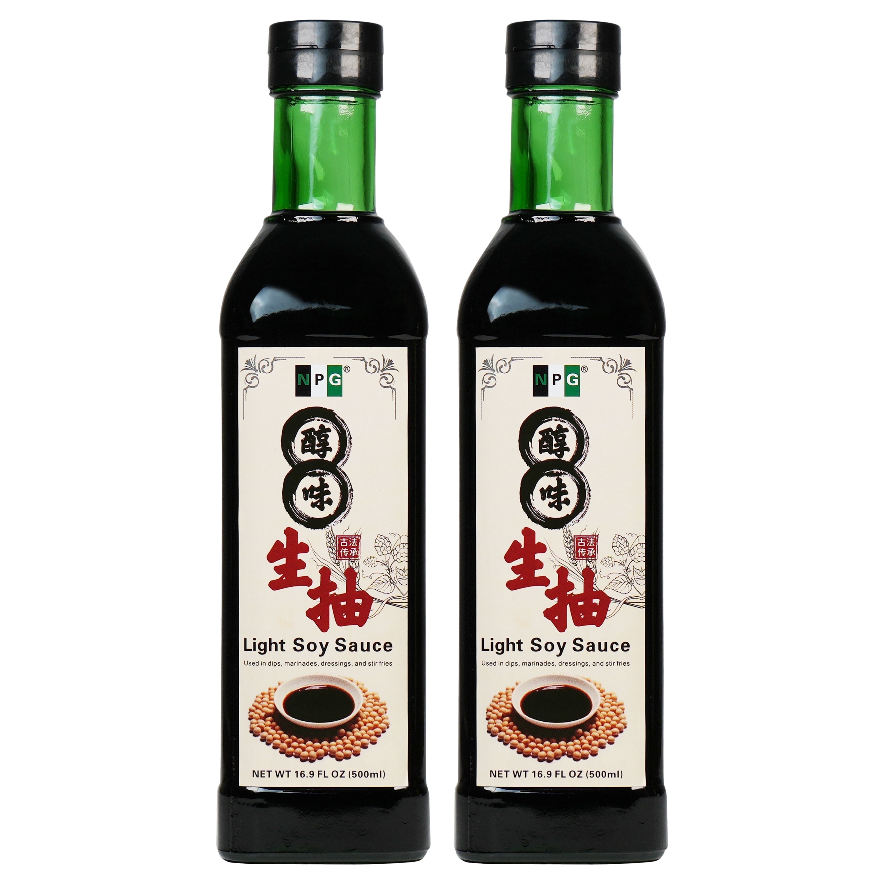 NPG Premium Tamari Light Soy Sauce 16.9 FL Oz (Pack of 2) , Sauces for Fish, Dumpling, Noodles, and Marinade Meat, Perfect Condiment for Japanese Sushi, Sashimi, Asian Stir Fry, Vegan Non-GMO