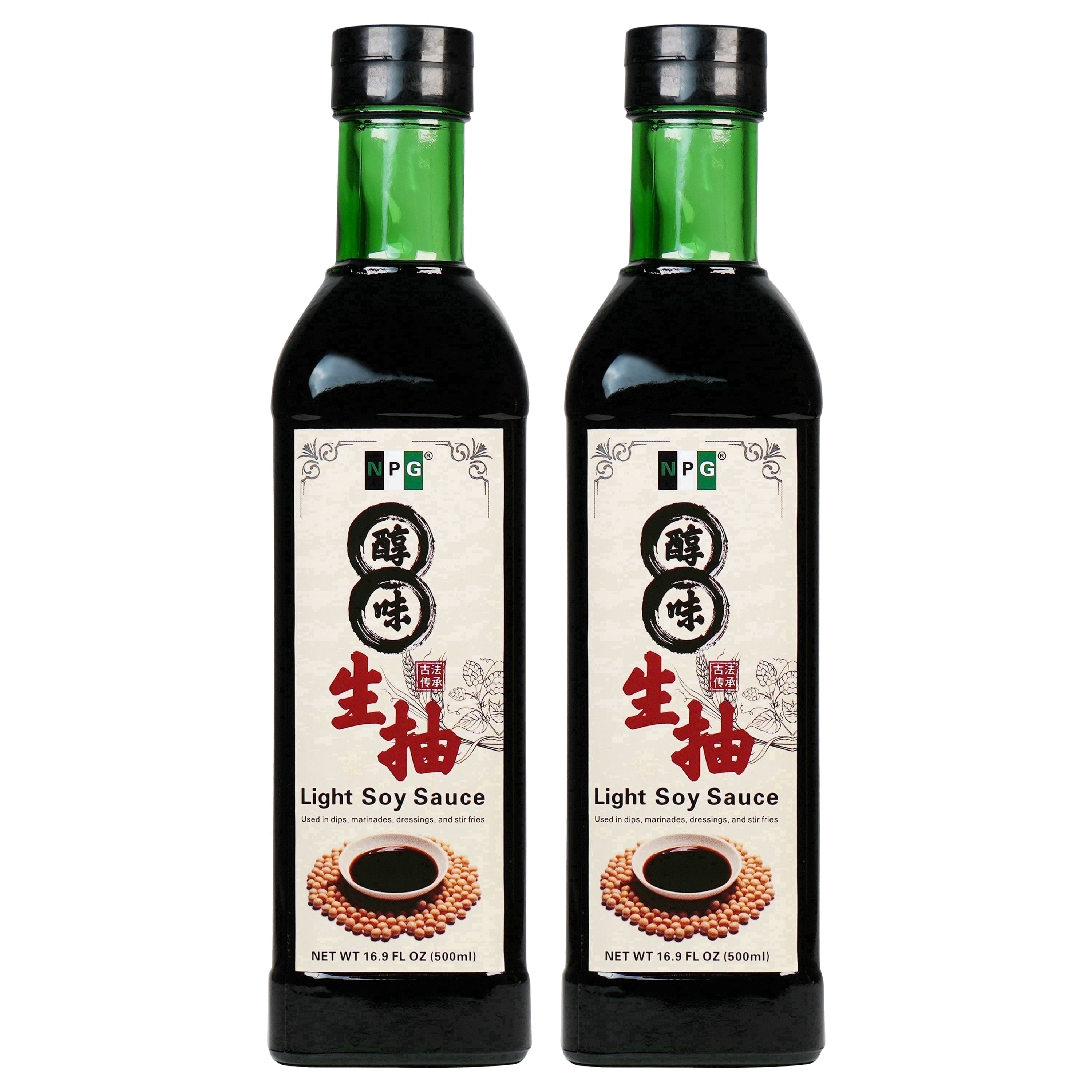 NPG Premium Tamari Light Soy Sauce 16.9 FL Oz (Pack of 2) , Sauces for Fish, Dumpling, Noodles, and Marinade Meat, Perfect Condiment for Japanese Sushi, Sashimi, Asian Stir Fry, Vegan Non-GMO