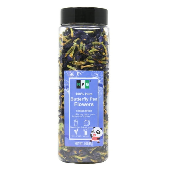 NPG Pure Dried Blue Butterfly Pea Flower Tea 2 Ounces , Whole Butterfly Pea Flowers Herbal Tea Caffeine Free Gluten Free Vegan, All Natural Non GMO Blue Food Coloring Rich in Antioxidants