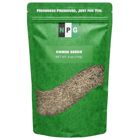 NPG Whole Cumin Seeds 4 Ounces, Raw All Natural Gluten Free Non-GMO, Whole Cumin Seed Bulk for Mediterranean, BBQ and Southwest Asia