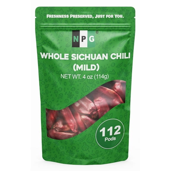 NPG Whole Dried Red Chili Peppers 4 Oz, Hot Dry Chile Pods, Used in Mexican, Chinese, Thai Dishes, Spicy Szechuan Dried Red Chilies for Chili Oil and Paste