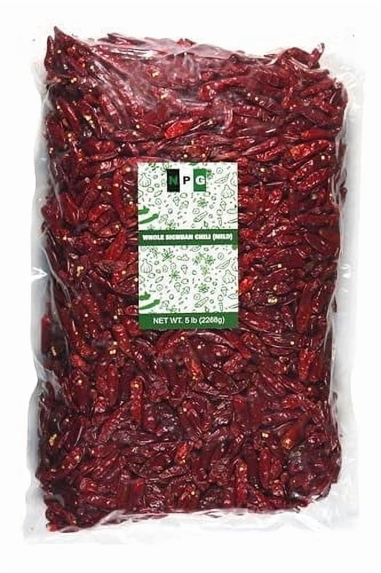 NPG Whole Dried Sichuan Red Chili Peppers 5 lb, Mild, Capsicum Annuum Used in Mexican, Chinese, Thai Dishes, Premium Szechuan Dried Red Chilies