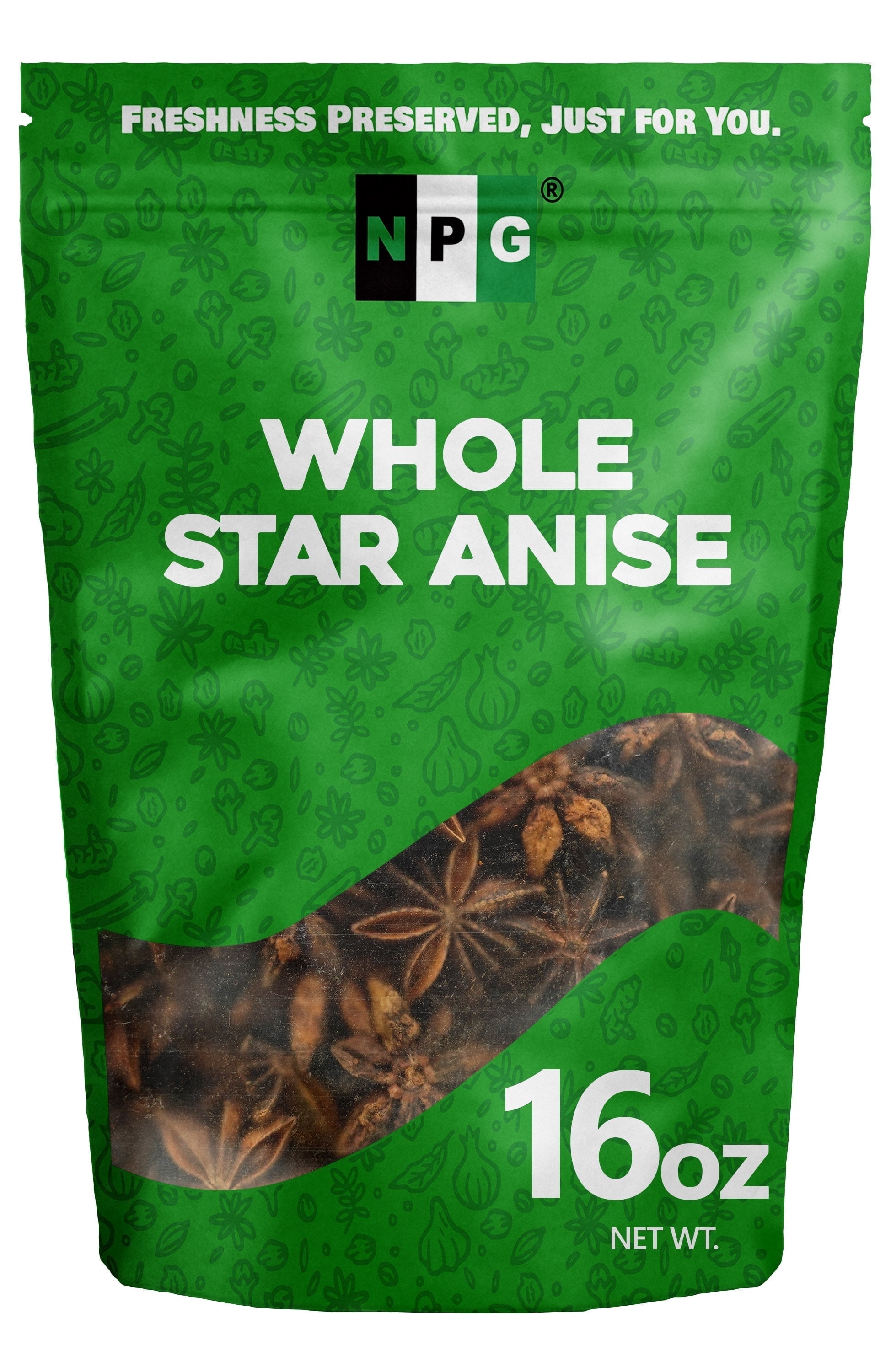 NPG Whole Star Anise Seeds Pods 16 Ounces, 100% Natural Whole Chinese Anise Star Pods Sun Dried Spice, Anis Estrella/Badian Khatai/ Illicium Verum, Widely Used for Baking, Cooking, and Tea
