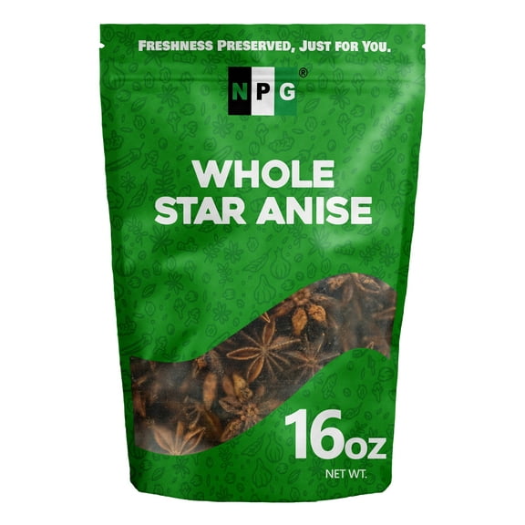 NPG Whole Star Anise Seeds Pods 16 Ounces, 100% Natural Whole Chinese Anise Star Pods Sun Dried Spice, Anis Estrella/Badian Khatai/ Illicium Verum, Widely Used for Baking, Cooking, and Tea