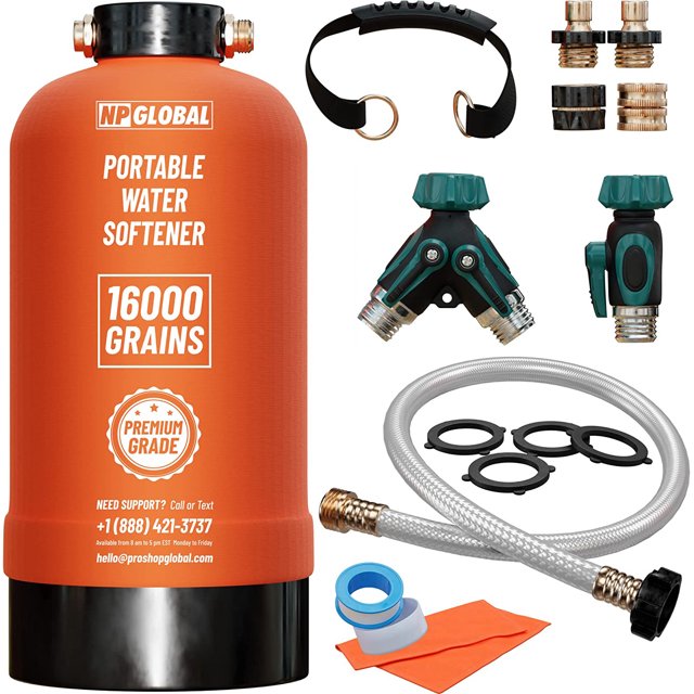 NPGLOBAL RV Water Softener Portable16,000 Grain, RV, Trailer, Boat