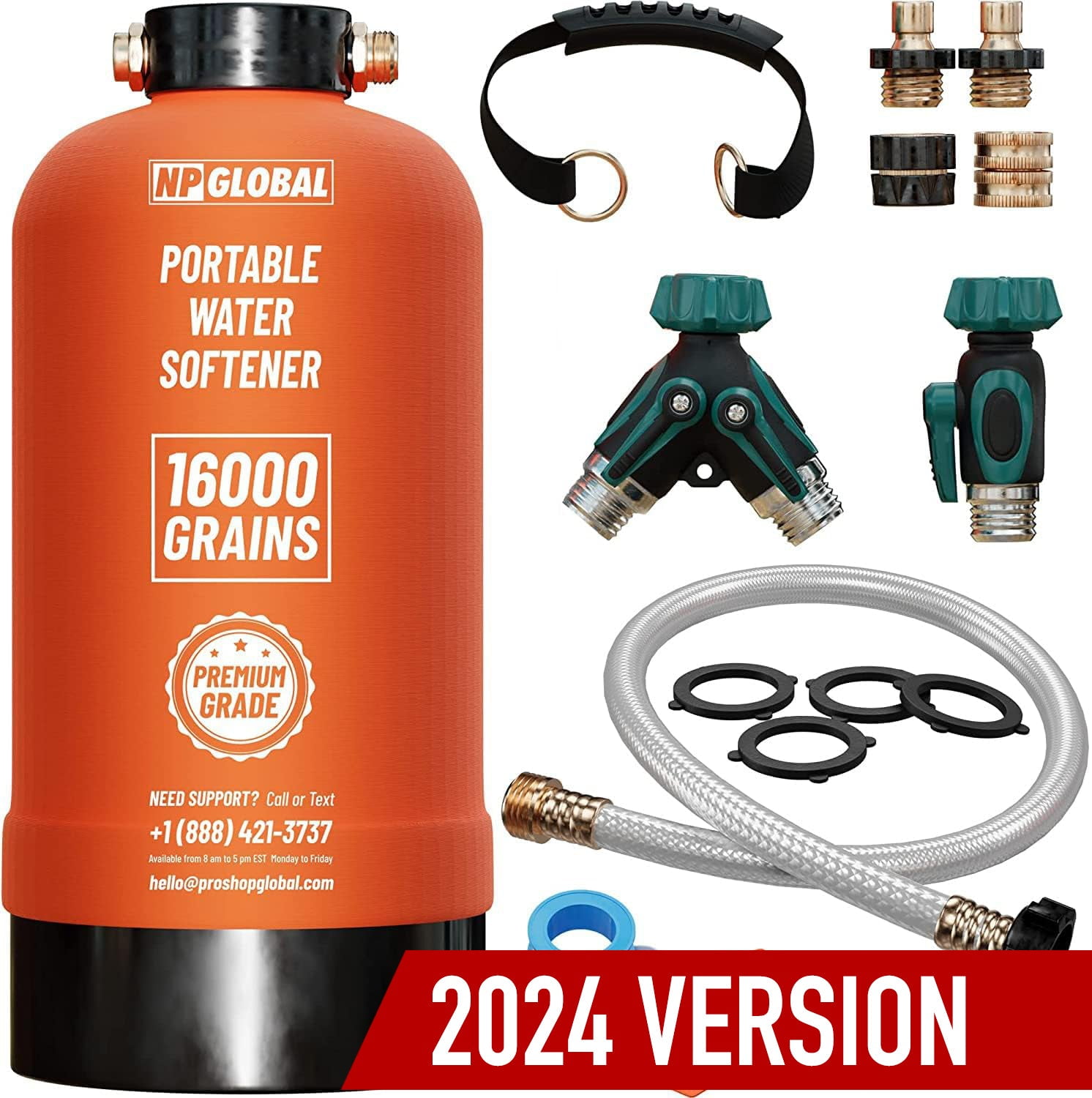 NPGLOBAL Portable RV Water Softener System16,000 Grain for RV, Trailer