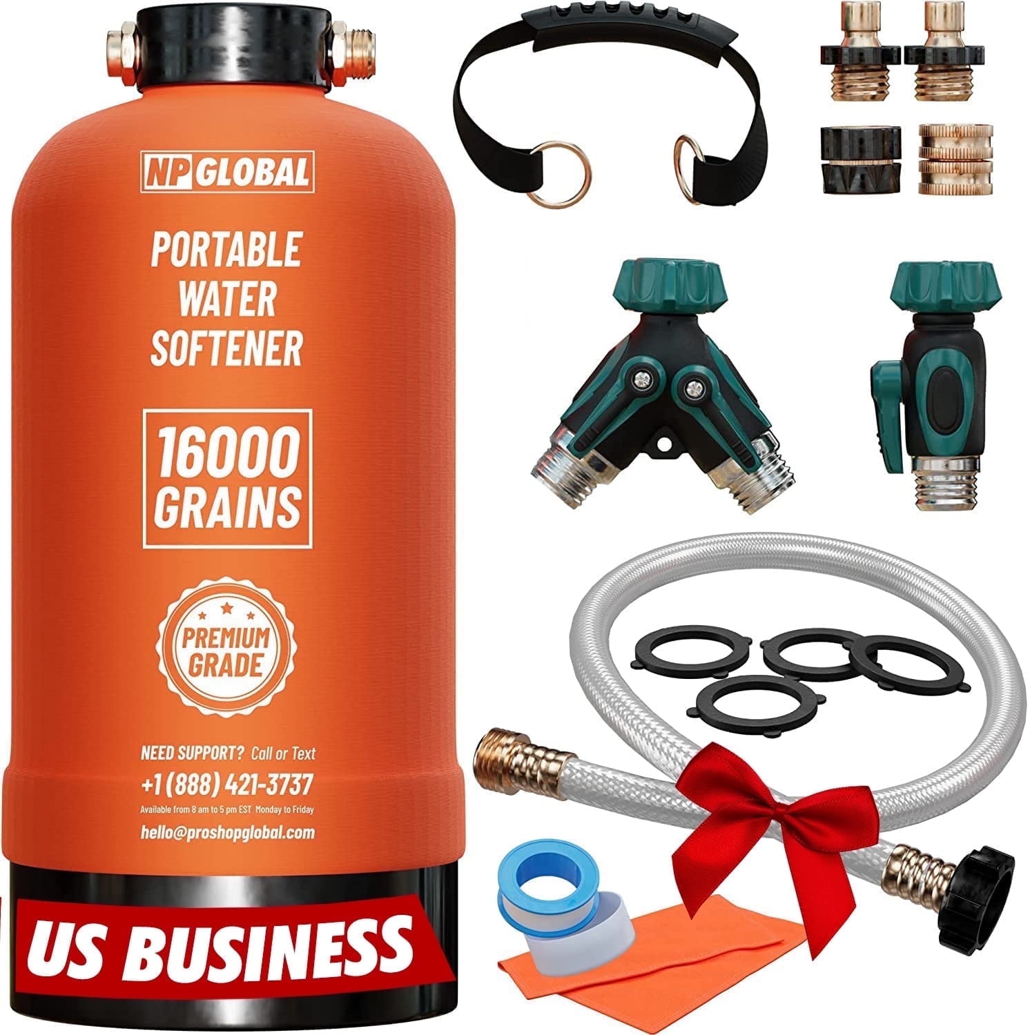 NPGLOBAL RV Water Softener Portable-16,000 Grain, RV, Trailer, Boat, Mobile Car and Pressure Washing