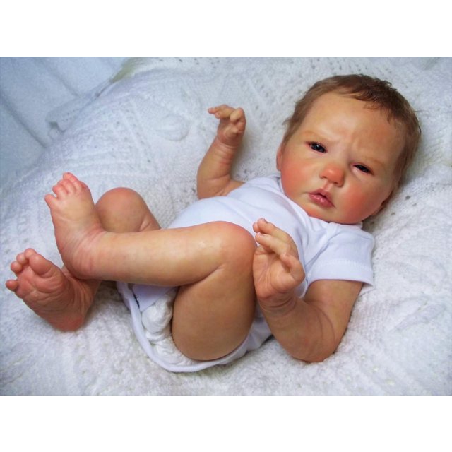 NPK 49CM Already Doll EllieSue Newborn Baby Reborn Doll Hand Paint