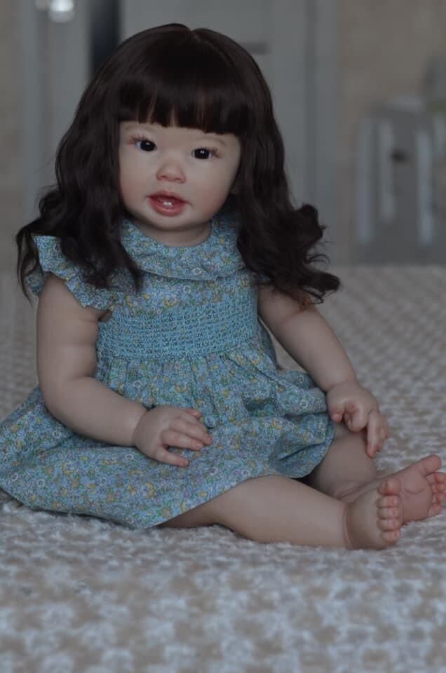 NPK 70CM Reborn Toddler Girl Doll Teegan Huge Baby Princess Long Black