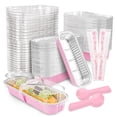 thumbnail image 1 of NPLUX 100 Pack Mini Cake Pans with Lids and Spoons Rectangular Aluminum Foil Baking Pans Mini Cheesecake Containers(6.8oz) C80, 1 of 3