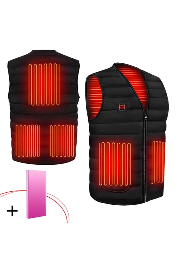 Heated Vest Jacket Winter Warm Coat USB Powered with 5 Heating Zone 3 Temperature Gears 20000mah Power Bank for Winter Travelling Skiing Hiking