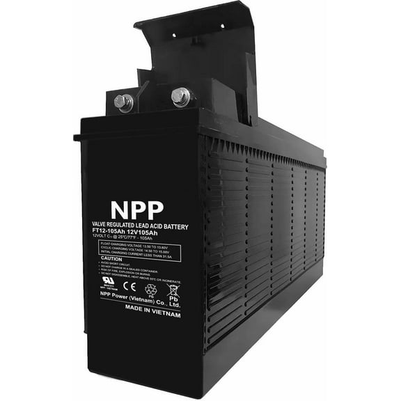NPP Front Terminal 12V 105Ah  T14 AGM Deep Cycle SLA Rechargeable Battery, Single Piece