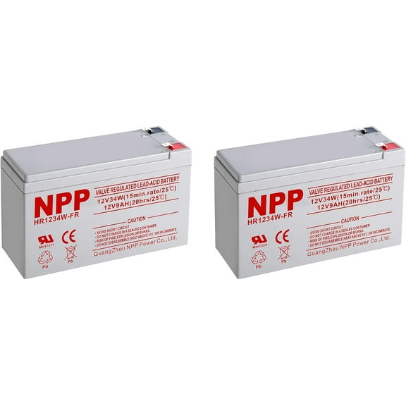 NPP High Rate FR HR1234W (F2, 2Pcs) 204Watts High Rate Battery Replace 12V 9Ah 12V 34Watts/Cell AGM Sealed Lead Acid Rechargeable Battery for APC Back-UPS Flame Retardant UPS Battery