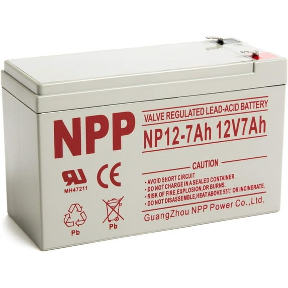 NPP NP12V-7AH F1 Terminals 12 Volt Sealed Lead Acid Battery