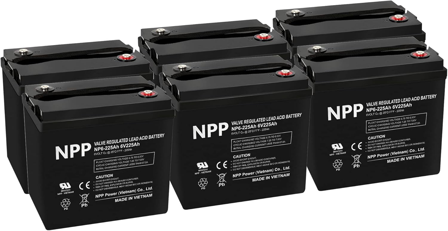 NPP NP6V225AH Rechargeable 225Ah Seal Lead Acid Battery 6 Pack
