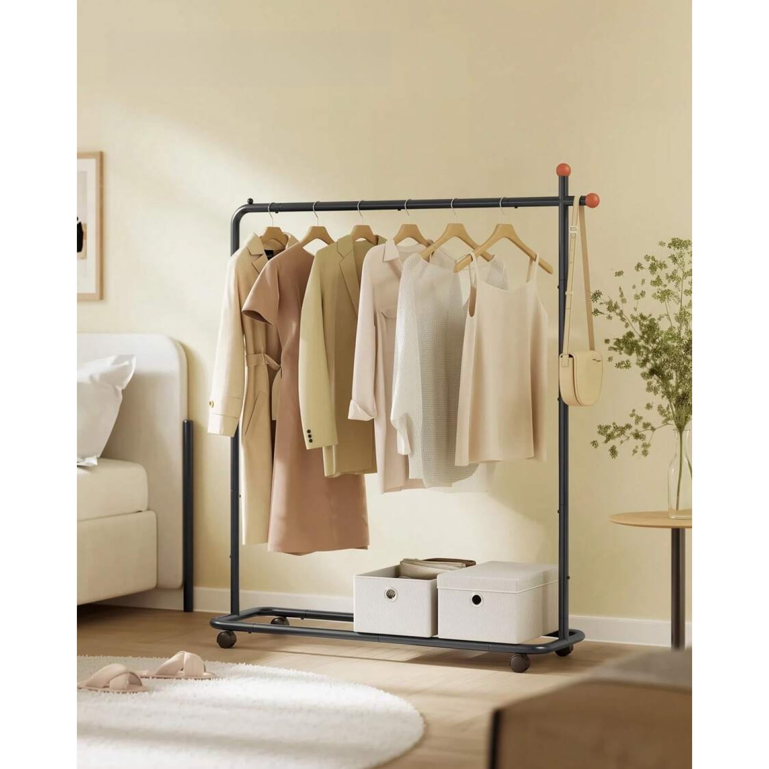 NPQERYZRXFJ Clothes Rack, Clothing Rack On Wheels, Portable Garment ...