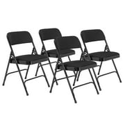 NPS 2200 Series 2" Cushion Fabric Upholstered Folding Chair, Black, 4 Pack