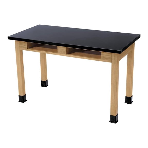 NPS 24x48" Modern Wood Science Lab Table with Phenolic Top in Black