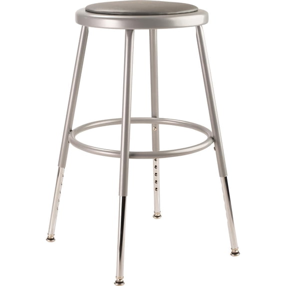 NPS 6400 Series 25-33" Vinyl Padded Steel Metal Heavy Duty Stool in Gray