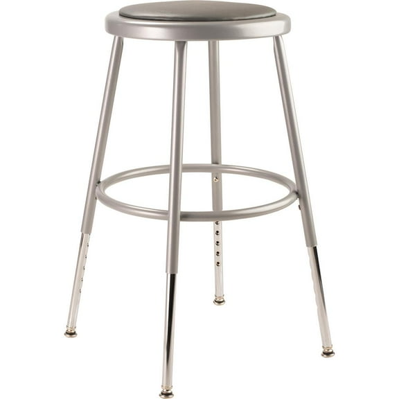 NPS 6400 Series 25-33" Vinyl Padded Steel Metal Heavy Duty Stool in Gray