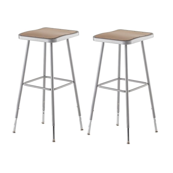 NPS 6300 Series 32-39" Height Adjustable Metal Heavy Duty Stool in Brown/Gray