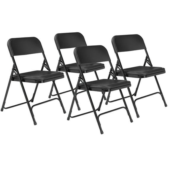 NPS 800 Series Premium Lightweight Plastic Folding Chair, Black (Pack of 4)
