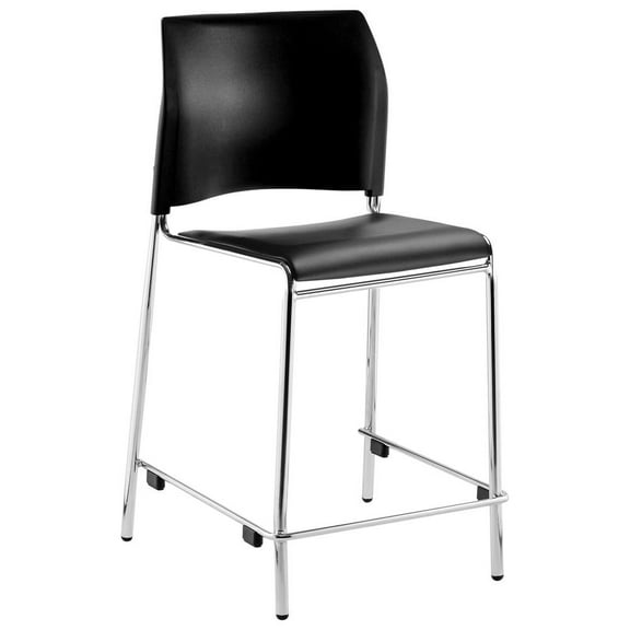 8700 Series Cafetorium Plush Vinyl Stool, Counter Height - Black