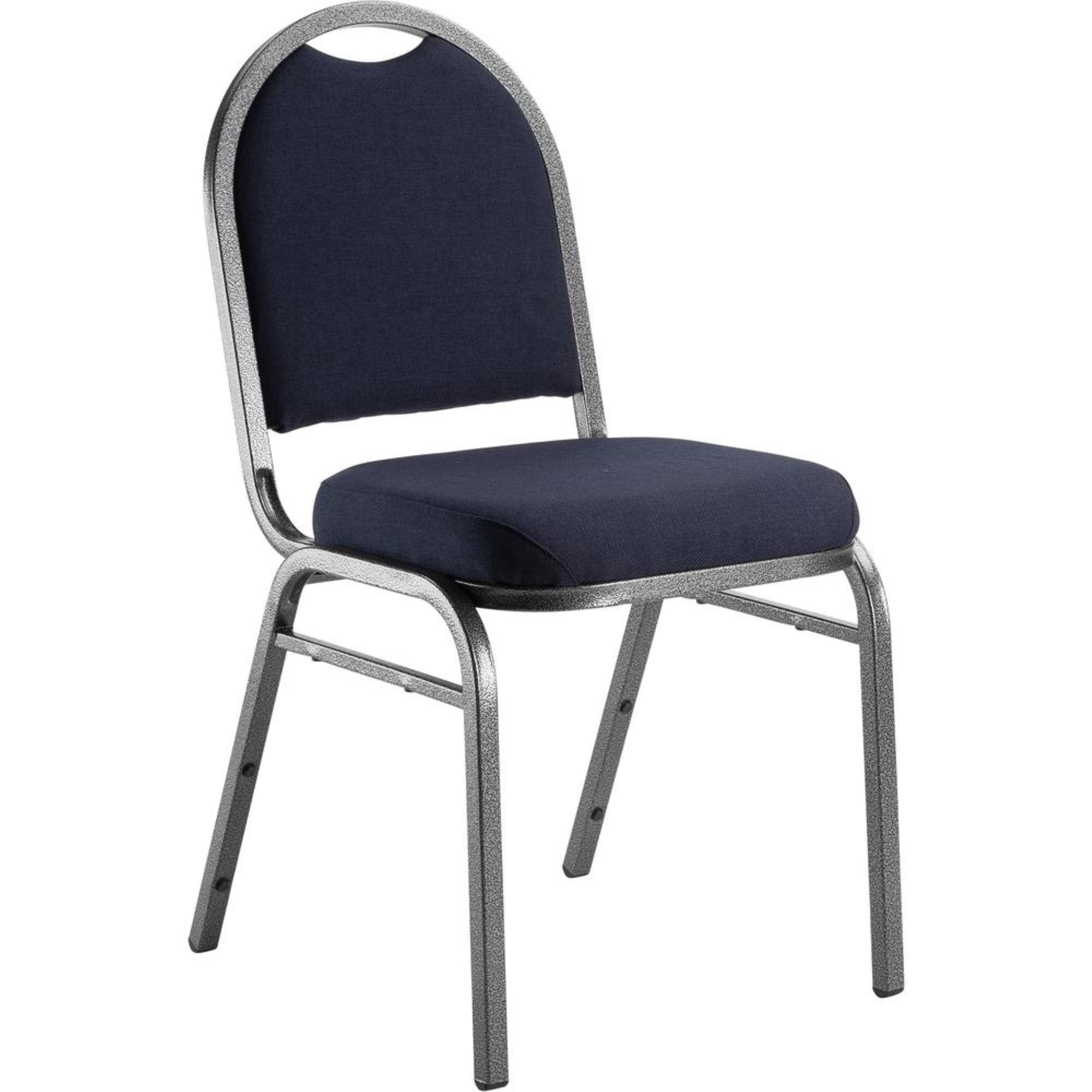 Midnight Blue Fabric and Silvervein Metal Stackable Chair