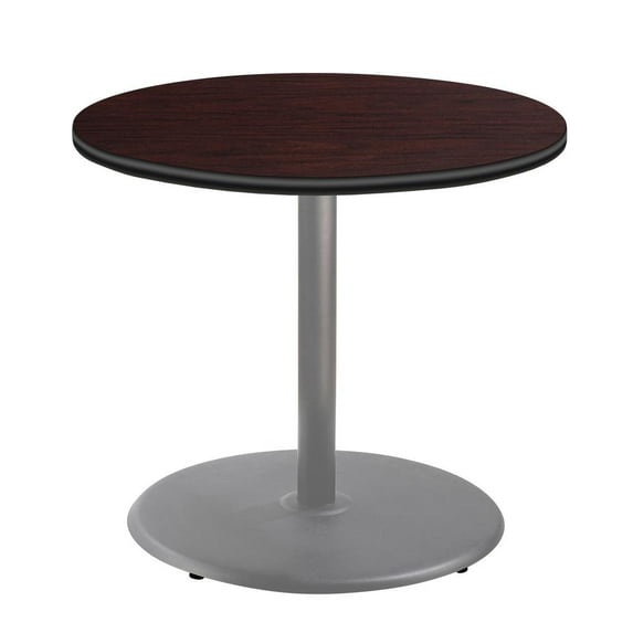 NPS Cafe Table 36"R Round Base 30"H Particleboard Grey Frame Mahogany Top