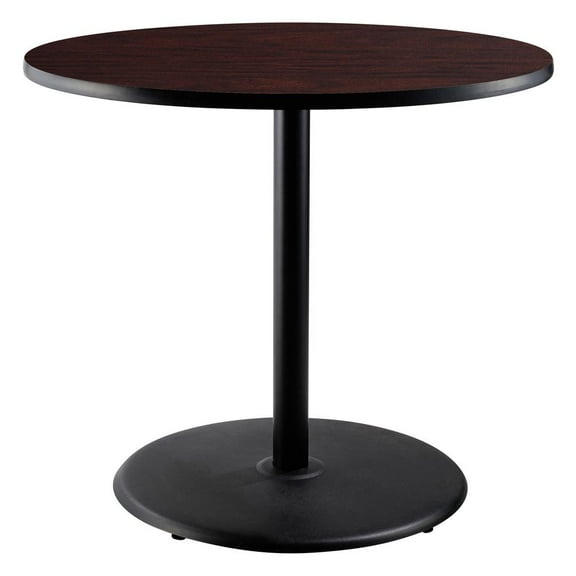 NPS Cafe Table 36"R Round Base 36"H Particleboard Black Frame Mahogany Top