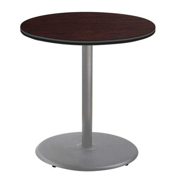 NPS Cafe Table 36"R Round Base 36"H Particleboard Grey Frame Mahogany Top