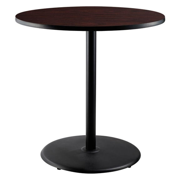 NPS Cafe Table 36"R Round Base 42"H Particleboard Black Frame Mahogany Top