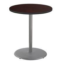 NPS Cafe Table 36"R Round Base 42"H Particleboard Grey Frame Mahogany Top