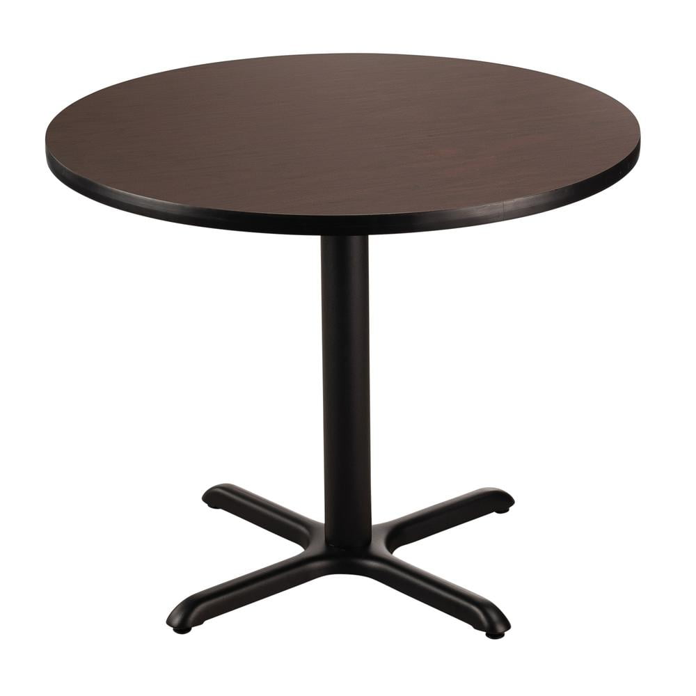 36" Round Black Laminate Dining Table with Steel Pedestal Base
