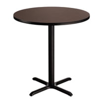 NPS Cafe Table 36" Round X Base 36"H Particleboard Black Frame Mahogany Top