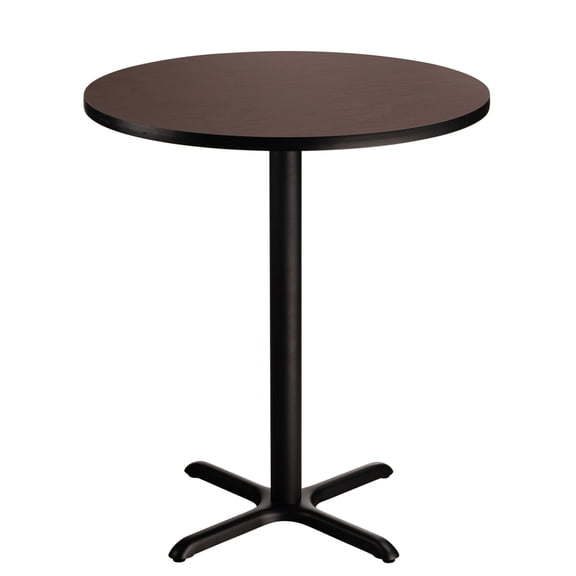 NPS Cafe Table 36" Round X Base 42"H Particleboard Black Frame Mahogany Top