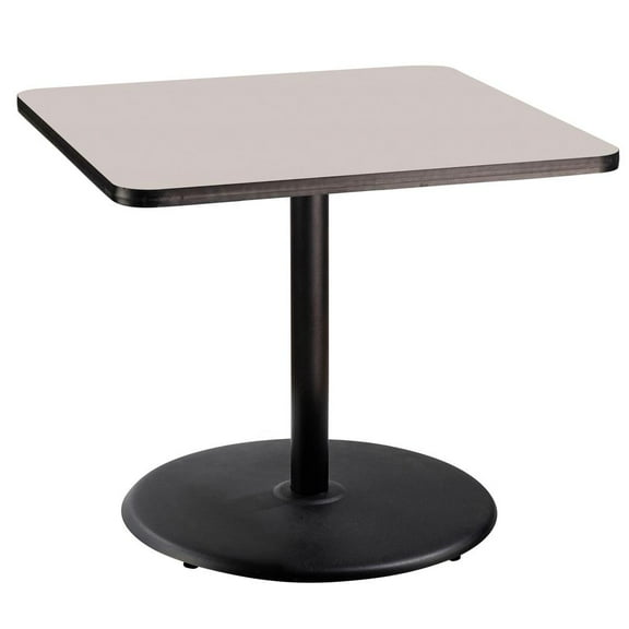 NPS Cafe Table 36" SQ Round Base 30"H Particleboard Black Frame Grey Top
