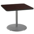thumbnail image 1 of NPS Cafe Table 36" SQ Round Base 30"H Particleboard Grey Frame Mahogany Top, 1 of 2