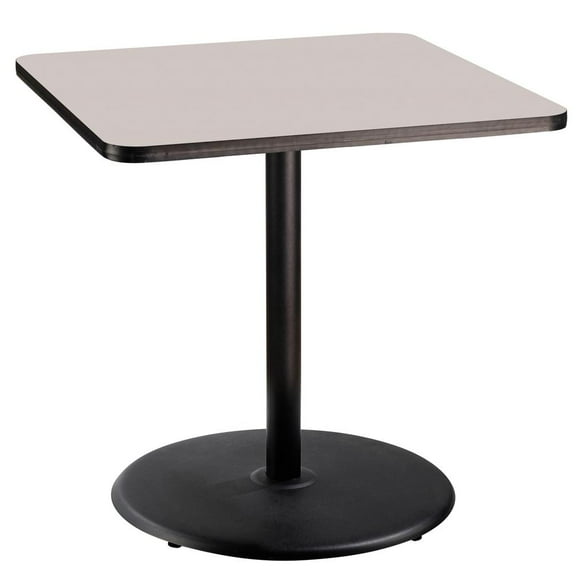 36" Square Cafe Table With Round Base, 36" Height, Particleboard Core T-Mold, Grey Nebula Top, Grey Frame