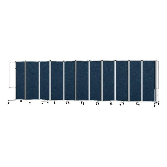 NPS Room Divider 6' Height 11 Sections Blue Panels and Grey Frame