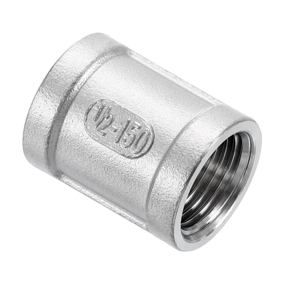 NPT 1/2"x1-5/16" 304 Stainless Steel Pipe Fittings, Coupling Pipe Connector Adapter Pipe Connection Accessories, Silver