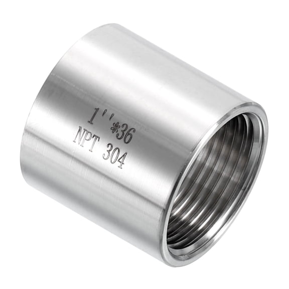 NPT 1"x1-7/16" 304 Stainless Steel Cast Pipe Fittings, Coupling Pipe Connector Adapter Pipe Connection Accessories, Silver