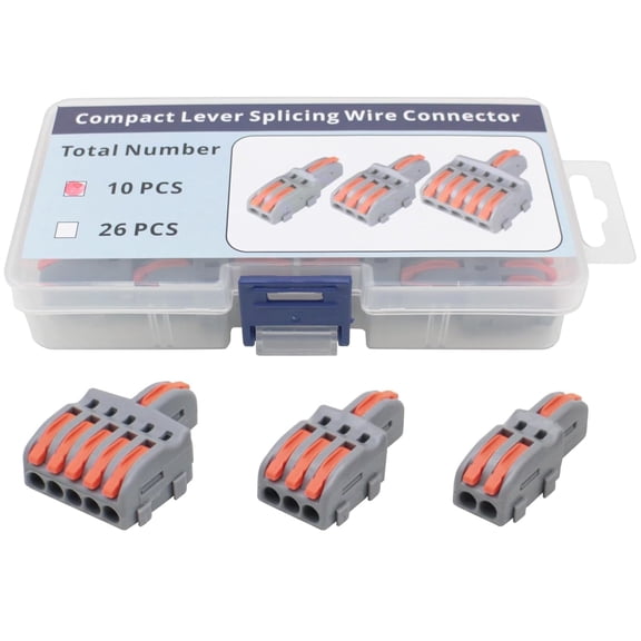Compact Lever Splicing Wire Connectors kit 1 in 2,3,5 Out Lever Wire Nut, 10 Pcs Quick Connect Electrical Splicing Kit