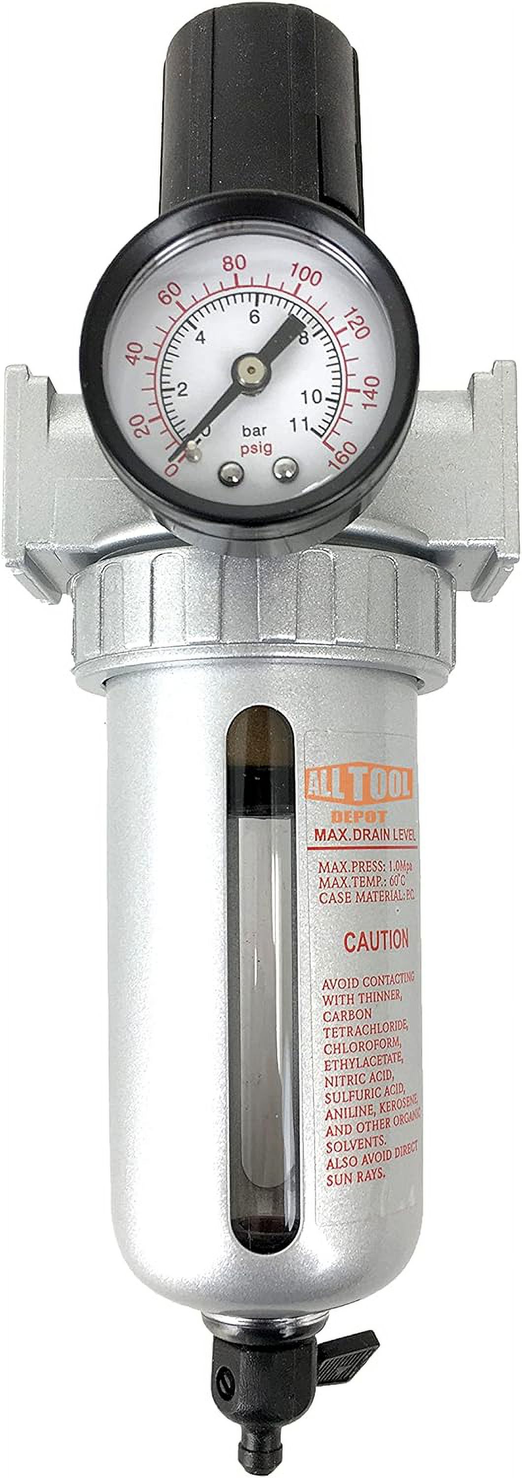 NPT Flow Compressed Air In Line Filter Regulator Combo Piggyback, Bowl