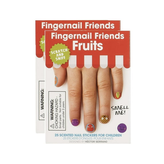 NPW Fingernail Friends Colorful Nail stickers Nail Art for Children, Fruits Scratch & Sniff Nail Stickers (2 Pack, 50 nail stickers)