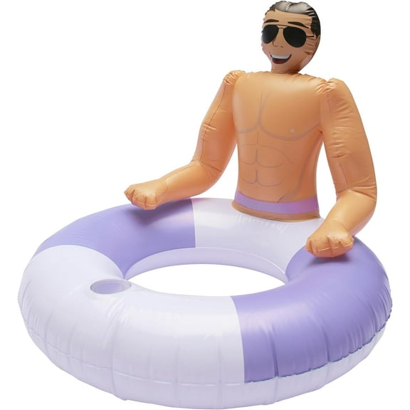 NPW Pool Float Drinking Buddies Fun Pool Float for Parties and Relaxing Inflatable Pool Hunk Ring Lavender