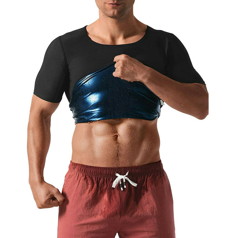 NPolar Men Heat Trapping Shirt Body Shaper Vest Pullover Sauna Sweat Suits  Short Sleeve Compression Top S_M