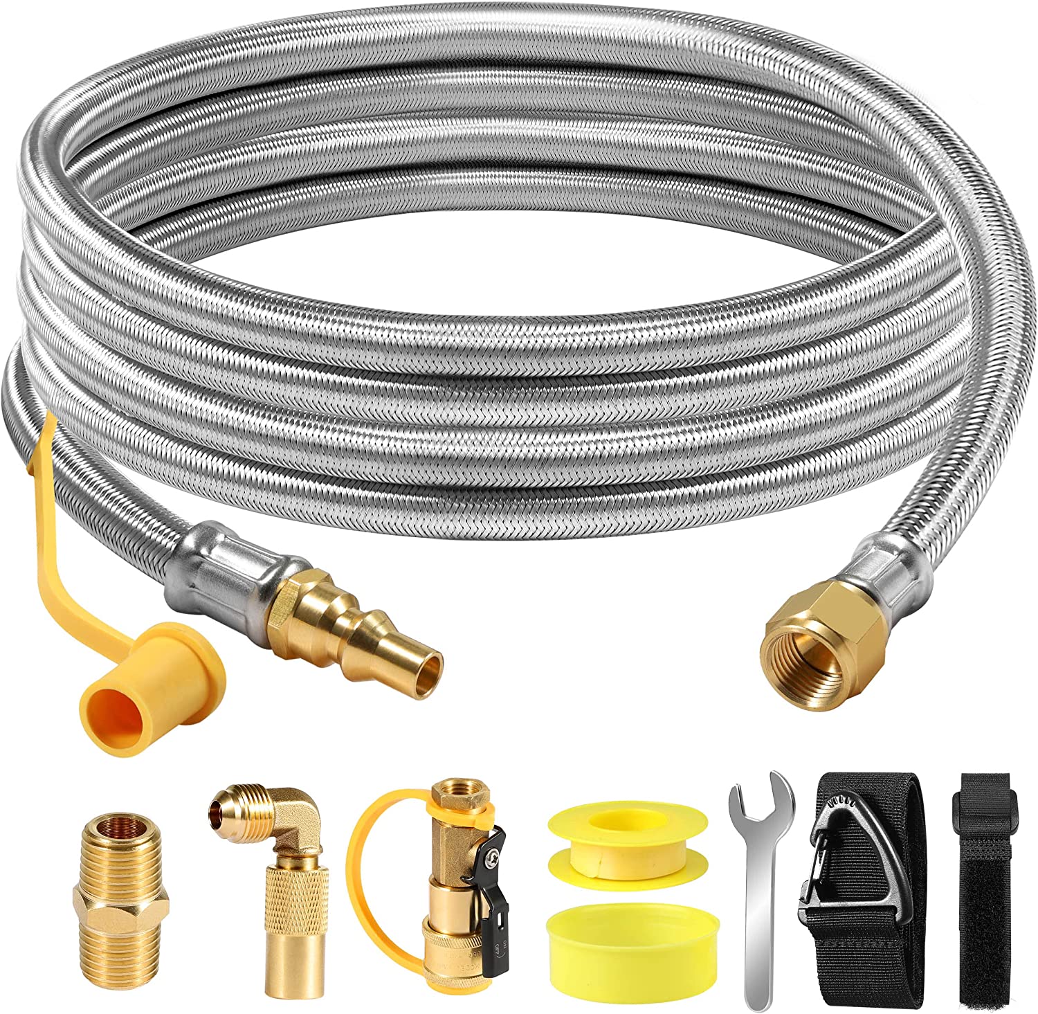 Wadeo 12ft Low Pressure RV Propane Quick Connect Hose and Conversion