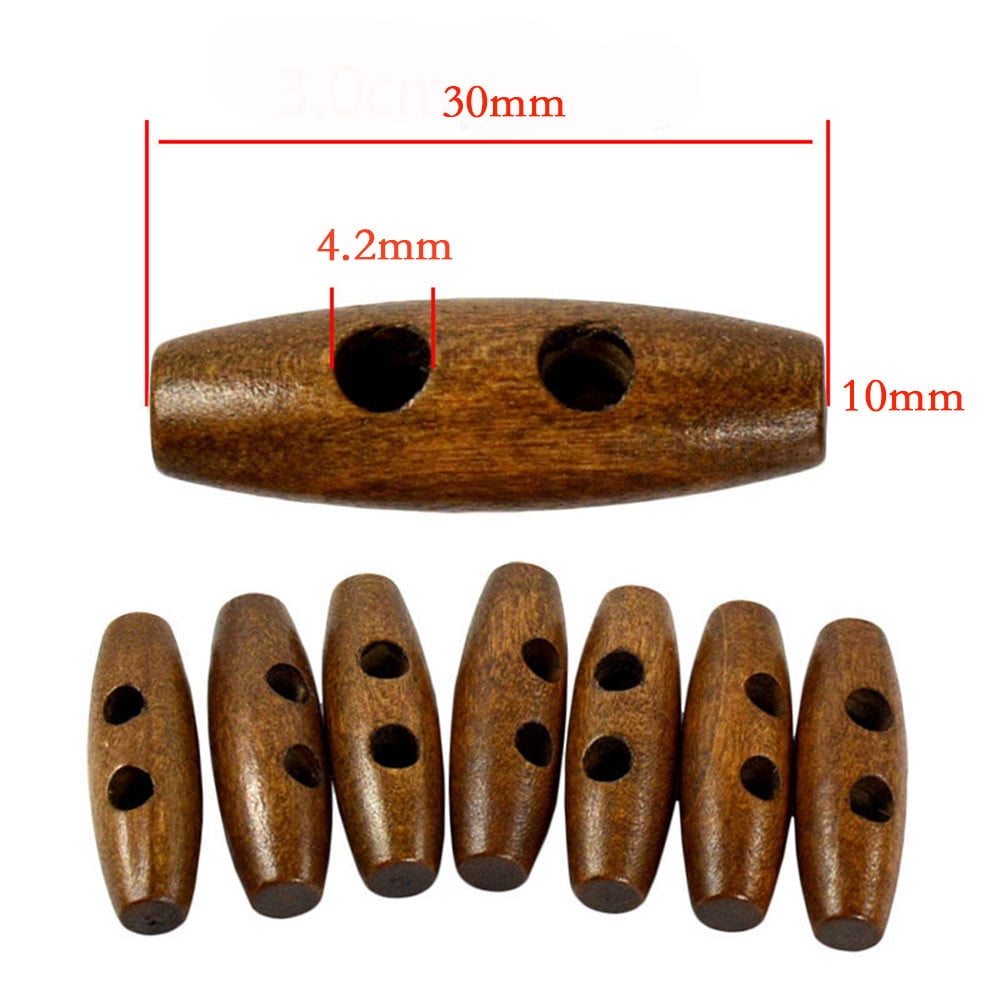NQWZTIU Handmade Buttons Coffee Sewing 2Holes toggles Wood coat 10x30MM