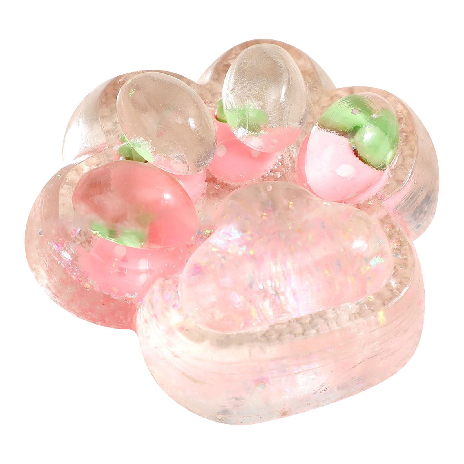 Handmade Glitter Pink Strawberry Squishy Toy - Kawaii Stress Relief Fidget Sensory Toy